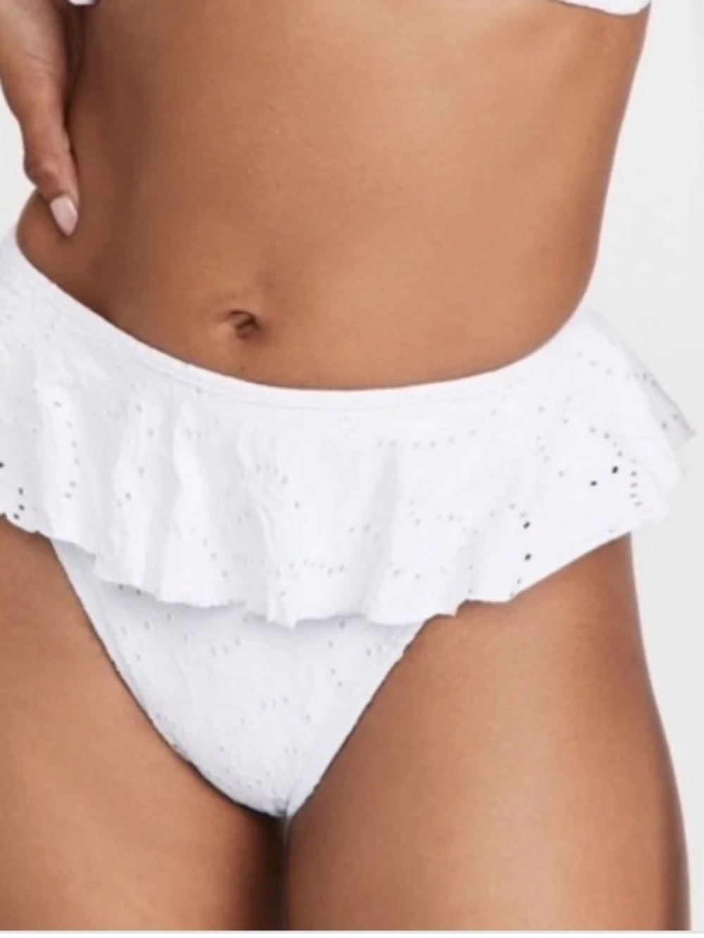 Montce Swim White Eyelet Bottoms, Off white, Medium